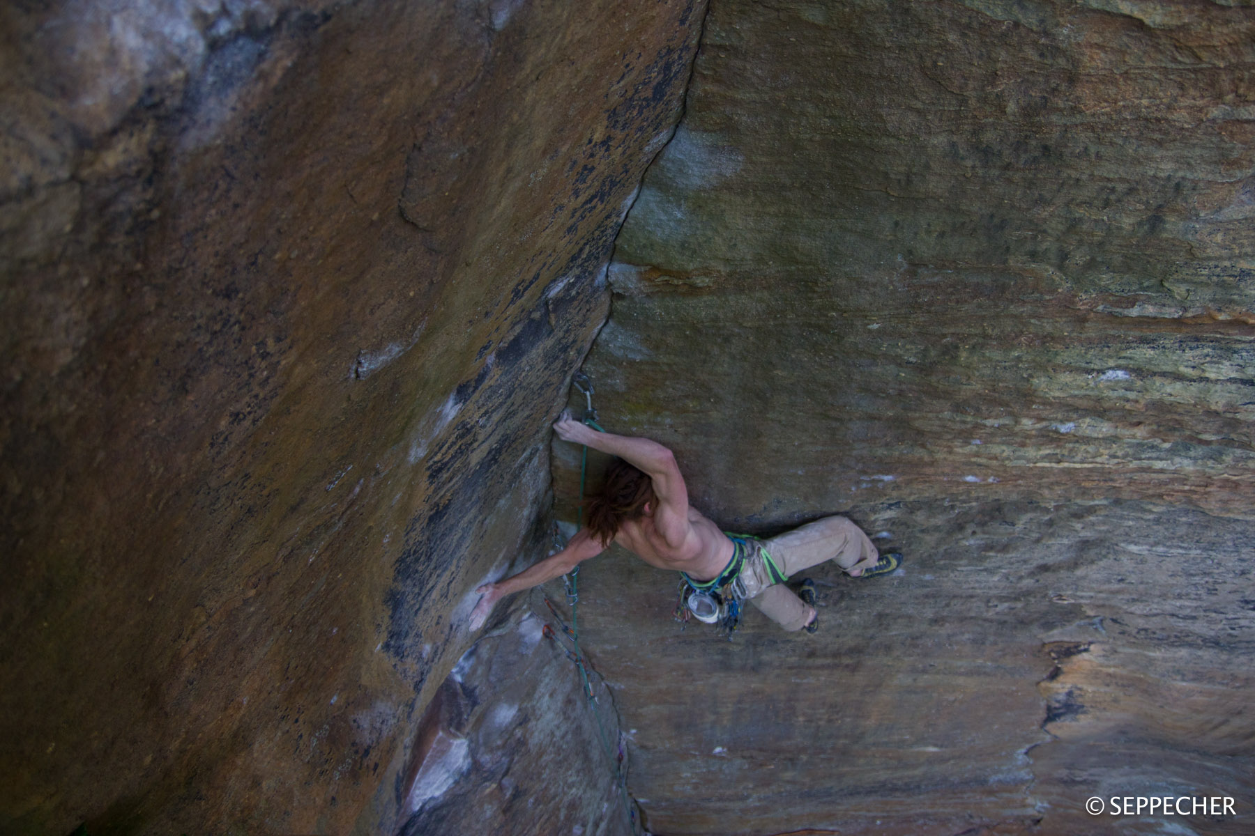 Adrew in the FA of the hardest trad in the red 5.14-.